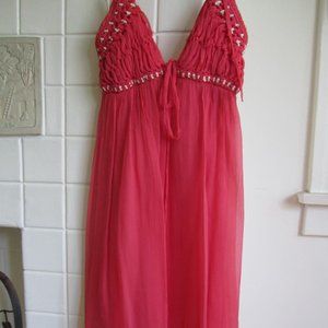 Max Studio Silk Halter Top Dress Size 0 Coral Pink